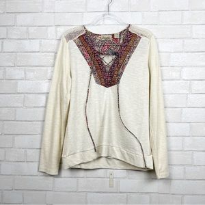 Gimmicks by BKE Long Sleeve Mixed Media Blouse
